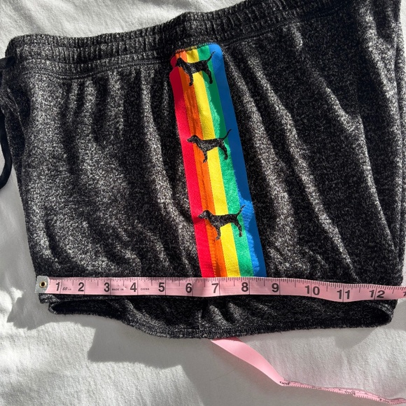 PINK Heathered Black Lounge Sleep Short Rainbow FaLaLa Size M - Picture 4 of 6